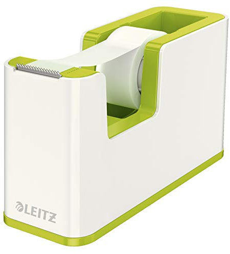 Leitz, Klebeband-Tischabroller, Fester Stand, Inkl. Kleberollen, Weiß/Metallic Grün, WOW, 53641064