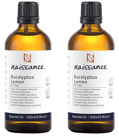 Naissance Zitroneneukalyptusöl (Nr. 150) - 200ml (2x100) - Eukalyptus Citriodora Ätherisches Öl - Naturreines Eukalyptusöl für Naturkosmetik, Massage, Aromatherapie