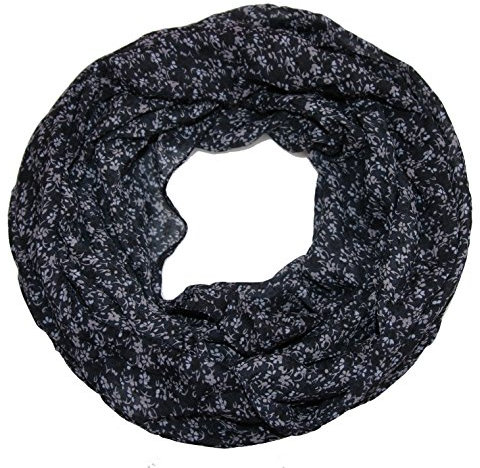 ACC Blumen Damen Loop Schal aus Seide & Baumwolle/Seidenschal (Blümchen antra marine)