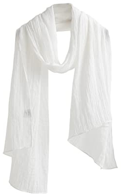 Jeelow White Scarf Shawl Wrap Soft Lightweight Scarves And Wraps For Men And Women (White)
