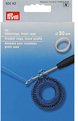 Prym 624142 Häkelringe rund KST 30 mm weiß Crochet Rings, Kunststoff, One Size