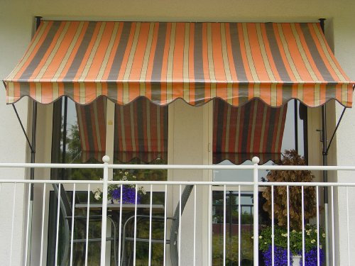 Angerer Freizeitmöbel GmbH Klemmmarkise Standard - Markise für Sonnenschutz - Montage ohne Bohren und Dübeln - ideale Balkonmarkise für Mietwohnungen (Orange-Beige, 250 cm)