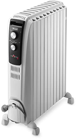 De'Longhi Dragon 4 TRD41025 Radiatore ad olio da 10 Elementi per Ambienti fino a 75m³, Calore a lungo, 3 Livelli di Potenza, Timer, Protezione Antigelo e Funzione Eco, 2500W, Bianco