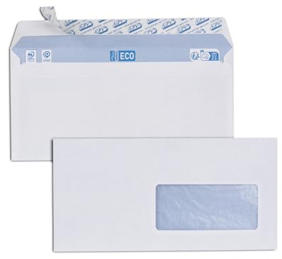 GPV 7856 - Confezione da 500 buste con finestra autoadesiva, 110 x 220, colore: Bianco