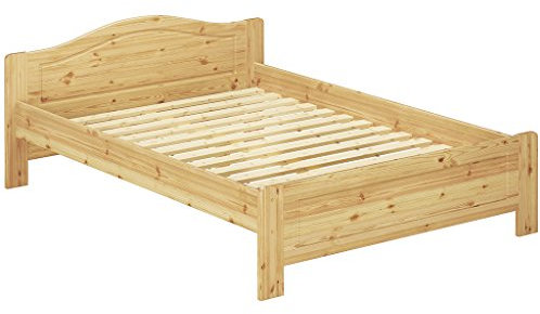 Erst-Holz® Kieferbett Natur Doppelbett 140x200 Futonbett Bett breit Massivholzbett Rollrost 60.37-14