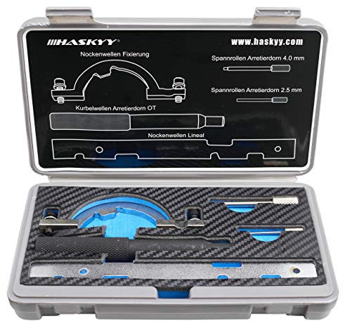 HASKYY Steuerketten-Arretierwerkzeug Set 5-tlg | Nockenwellen-Lineal, Arretierung, OT-Fixierung – für Opel Corsa/Astra/Agila/Meriva/Tigra 1.0-1.4L (Motorcodes X/Z)