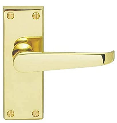 Carlisle Brass CBV31/BP - Victorian Straight Door Handles Lever Latch Set Polished Brass for Interior Doors 118x42mm Plate