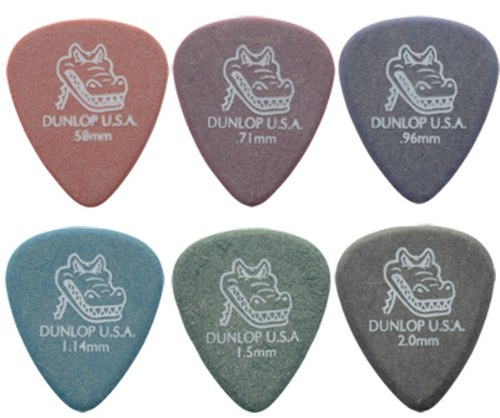 Gator Lot de 12 médiators pour guitare - 2 de chaque taille dans une boîte pratique en étain