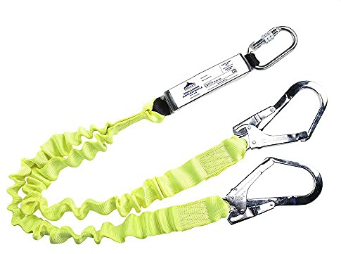 Portwest Línea De Amarre Elástica Doble Con Absorbedor, Color: Amarillo, FP52YER