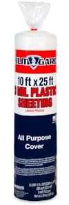 Film-Gard 626134 Consumer Plastic Sheeting 10' Width X 25' Length X 3 mil thick, Clear