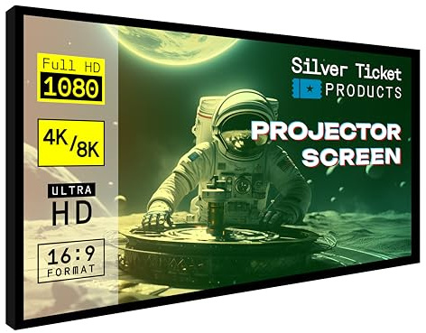 Silver Ticket Products STR Series 6 Piece Home Theater Fixed Frame 4K / 8K Ultra HD, HDTV, HDR & Active 3D Movie Projection Screen, 16:9 Format, 135 Diagonal, White Material STR-169135