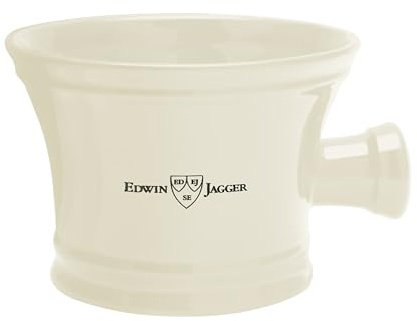 Edwin Jagger RN47 Traditional Porcelain Luxury Shaving Bowl with Handle for Shaving Cream or Shaving Soap for Men and Women (Ivory)
