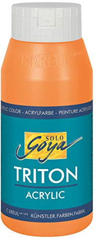 KREUL 17002 - Solo Goya Triton Acrylfarbe echtorange, 750 ml Flasche, schnell und matt trocknend, Farbe auf Wasserbasis, in Studienqualität, vielseitig einsetzbar, gut deckend und ergiebig
