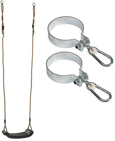 Plastic Blowmoulded Swing Seat - Dark Green + 2 Swing Hooks 'Around' For 4 Inch Kids Swing Frames.