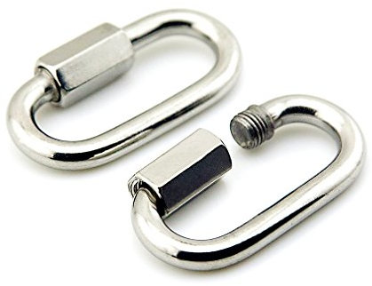 Yasorn M8 Hochwertige Kettenglied Karabiner Karabinerhaken Schraubglied Edelstahl Schraubkarabiner Rostfreier Quick Link 2 Stück