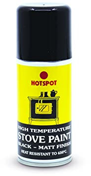 Hotspot Stove Paint Matt Black 150ml Aerosol - High-Temperature Resistant Coating for Stoves, Grates, and Fireplaces – Durable and Long-Lasting Finish