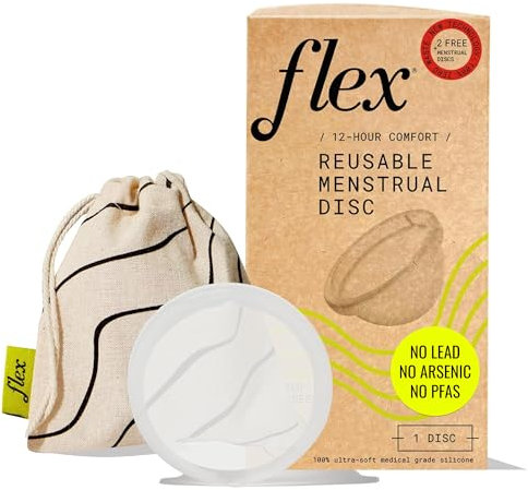 Wiederverwendbare Flex-Disc | wiederverwendbare Menstruationsscheibe | Tampon-Alternative | Fassungsvermögen von 6 Super-Tampons | Inklusive Tragetasche und 2 kostenlosen Einweg-Discs