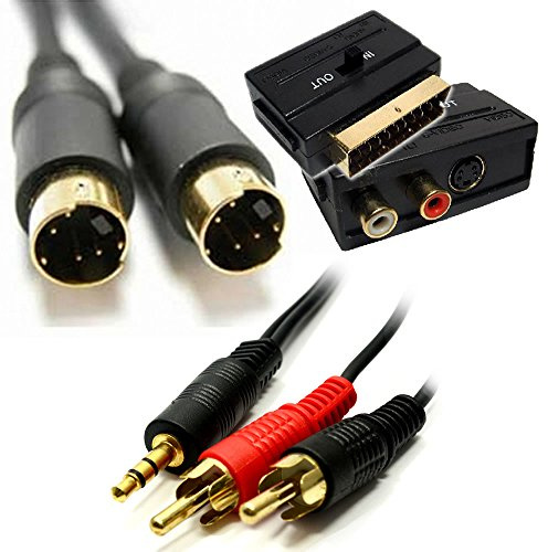kenable Kit Portátil a TV SCART - Cable SVHS S-Video + Audio Jack 3.5mm a RCA + Adaptador SCART - 10m