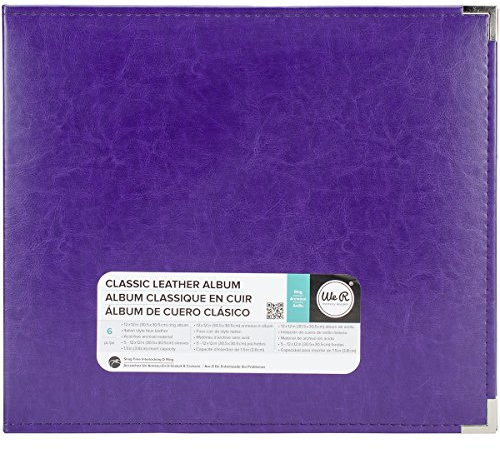 We R Memory Keepers 12x12 Photo Album - Faux Leather with 5 Page Protectors and Spine Label - Snag-Free D-Ring Scrapbooking Memory Album, Acid-Free, Grape Soda