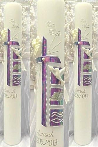 Vale de bautismo, vela de comunión para niña o niño (400/40 mm, VT-13), incluye auto inscripción