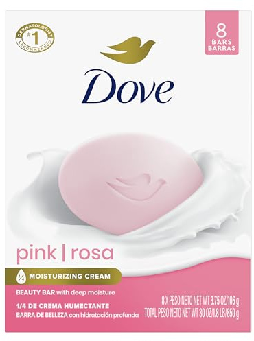 Dove Beauty Bar Soap Pink Rosa, 8 Bars for Soft, Smooth Skin, Cleans & Moisturizes 3.75 oz