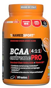 NAMEDSPORT BCAA 4:1:1 ExtremePro, Integratore a base di Aminoacidi Ramificati e Vitamina B6, Riduce la Stanchezza, Stimola la Sintesi Proteica, Ideale in Sport Endurance, Brand of Italy, 110 Compresse