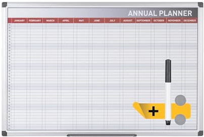 Bi-Office 52-Week Annual Planner, Magnetic, 90 x 60 cm
