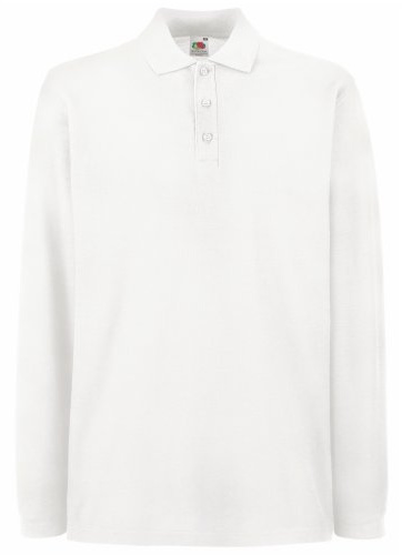 Fruit of the Loom Mens Premium Long Sleeve Polo Shirt (L) (White)