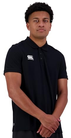 Canterbury Uomo Polo in Cotone Waimak | Maglietta da Rugby | Casual Polo Black S