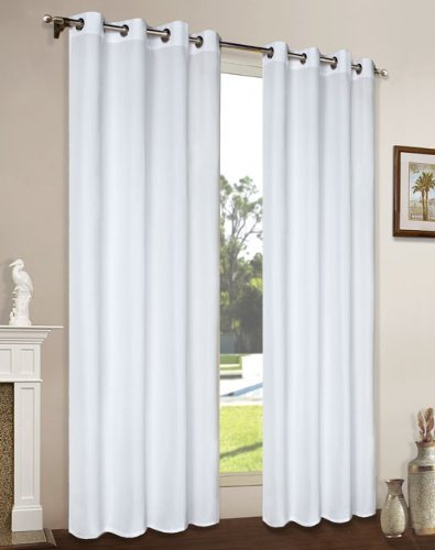 Vorhang Blickdicht Schal, 1 Stück 245x140 (HxB) Matte unifarbene Gardine mit Ösen, Weiß Material aus Microsatin Micofaser-Gewebe., 204050