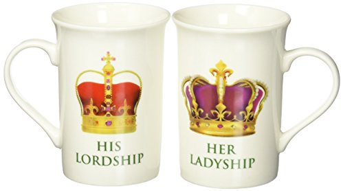 The Leonardo Collection LP33365 Two Her Ladyship and His Lordship Mugs Fine China Gift Set, Porcelain, White