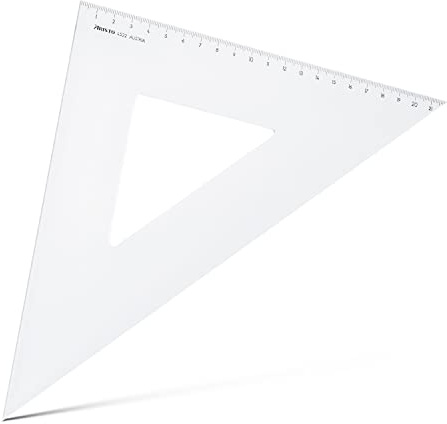 Aristo AR4522 triangel 45° (katet 220 mm, hypotenuse 311 mm, nötningsbeständig djupprägling av delningen, plexiglas) transparent