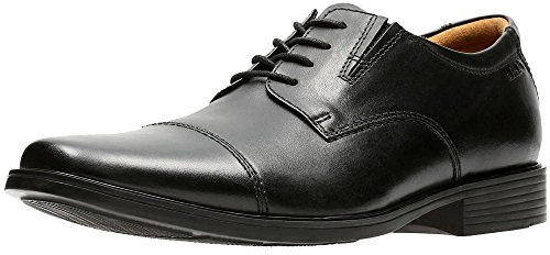 Clarks Tilden Cap, Zapatos para Hombre, Black Leather, 40 EU Ancho