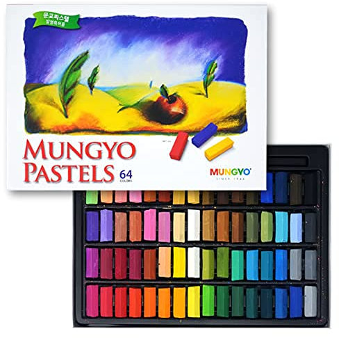 Mungyo Non Toxic Square Chalk, Soft Pastel, 64 Pack, Assorted Colors (B441R078-7003A)