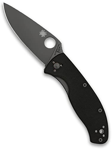 Spyderco Tenacious Folding Pocket Knife with 3.3 8Cr13MoV Steel Blade and FRN Handle - EDC Knife for Men and Women, Perfect for Hunting, Tactical, Camping, Survival, Hiking - PlainEdge - C122GBBKP