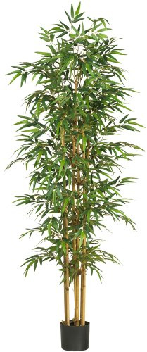 Nearly Natural 75-in Artificial Bamboo Tree, Fake Bamboo Plants with 7 Natural Trunks, 6.25-ft Tall Faux Plants for Indoor Home Decor with 1440 Realistic Fake Leaves