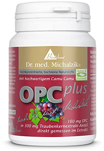 OPC Plus nach Dr. med. Michalzik - 72 vegane Kapseln - 300 mg Extrakt aus Vitis vinifera - 160 mg OPC 50 mg reines CamuCamu Extrakt (Vitamin C) je Kapsel - ohne Zusatzstoffe - von BIOTIKON®