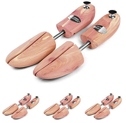 Schlesinger - 4 Paar Premium Schuhspanner aus edlem Zedernholz für Herrenschuhe und Sneaker. Modell König. Größe 43/44. Silber Knauf.