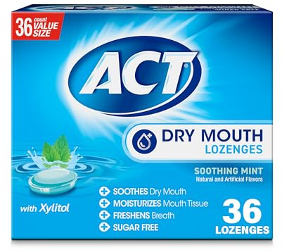 ACT Dry Mouth Lozenges with Xylitol, Soothing Mint, 36 Lozenges