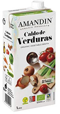 Amandin Caldo de Verduras - Paquete de 6 x 1000 ml - Total: 6000 ml
