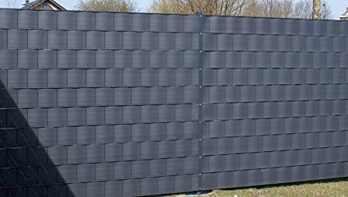 Gartenwelt Riegelsberger Bande brise-vue, dimensions : 2550 x 190 x 1,1 mmPare-vue, pare-vent, PVC rigide, bandes pour tressage plastique nattes double barre clôture clôtures grillagées en acier Fabriqué en Allemagne RAL 7016 Anthrazit