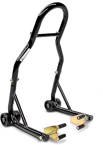 SportBike Motorcycle Stand Lift, Front Fork Wheel Lift Stand, 850lbs Capacity Universal Paddock Lift Jack Stand, Fork Adapter, Compatible With Most Yamaha Honda Kawasaki Suzuki BMW Motorcycles