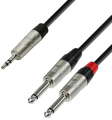 Adam Hall Cables 4 STAR YWPP 0300 Y-Kabel REAN 2 x Klinke TS auf Miniklinke TRS | 3 m