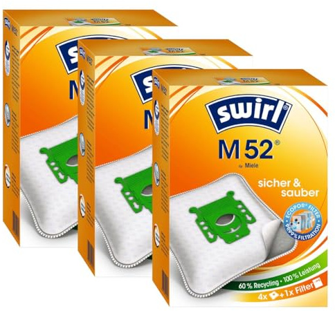 3 x Swirl Staubsaugerbeutel M 52 MicroPor Staubbeutel Microvlies