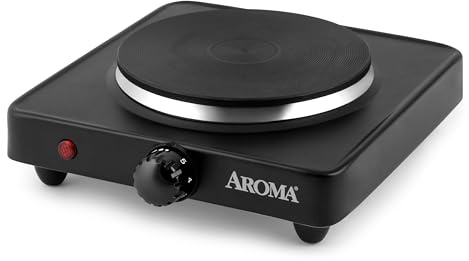 Aroma Housewares AHP-303 Single Burner Hot Plate, Metal, Black