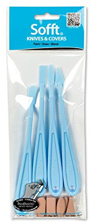 Colorfin PanPastel Sofft Knives W/8 Covers-#1 Round, #2 Flat, #3 Oval and #4 Point, Multicolor