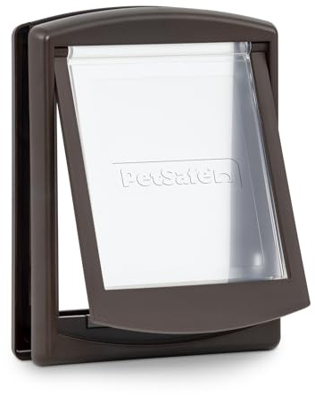 PetSafe Original 2 Way Pet Door - Manual Lock, Durable Frame, Multiple Colours - Small, Brown