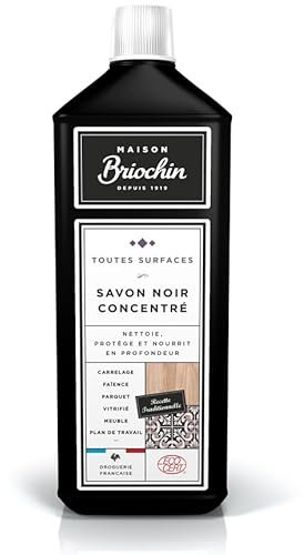 MAISON BRIOCHIN - Savon Noir Concentré - Nettoie, Nourrit, Protège et Fait Briller - Toutes Surfaces même Fragiles - Multi Usages - A l'Huile de Lin - - Fabriqué en France - 1L