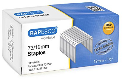 Rapesco 1261 Agrafes Galvanisées Résistantes de Type 73/12 mm, Lot de 2000