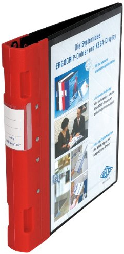 Wedo Ergogrip 5815002 Presentation Folder (A4, 4-Ring Mechanism, Plastic, 31.3 x 3.8 x 28.0 cm) Black/Red
